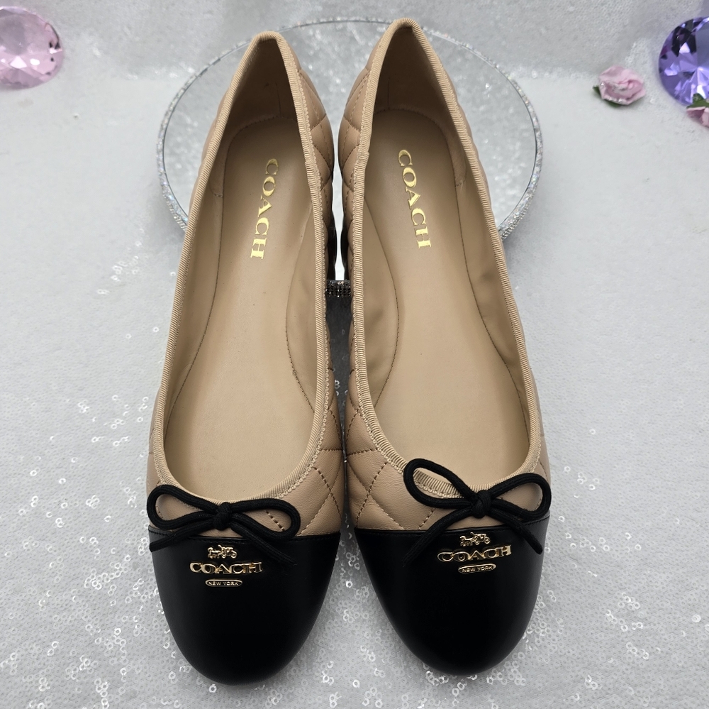 Coach Beige and Black Flats
